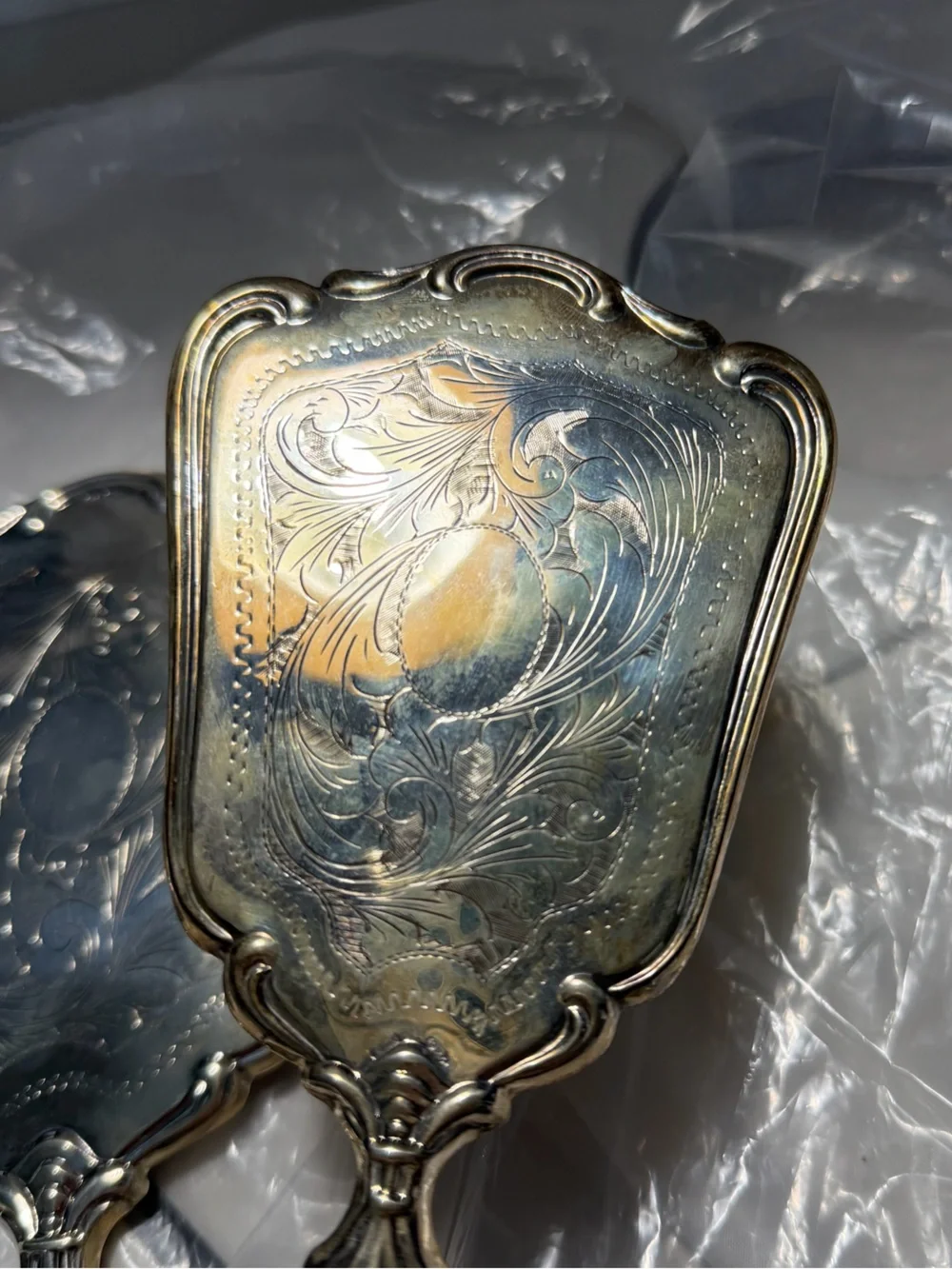 Antique Vintage Hand Mirror Set With Brush Decorative Vanity Mirror NIB